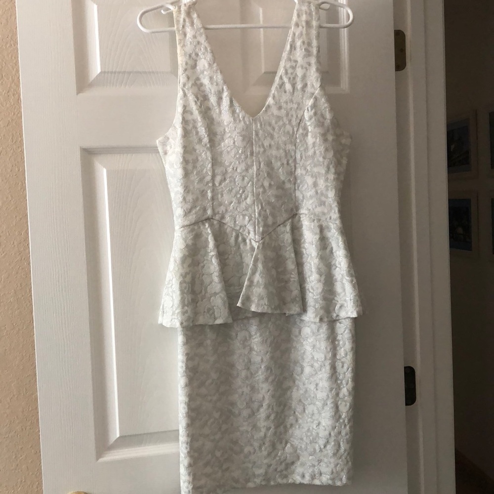 Arden B white/silver peplum dress